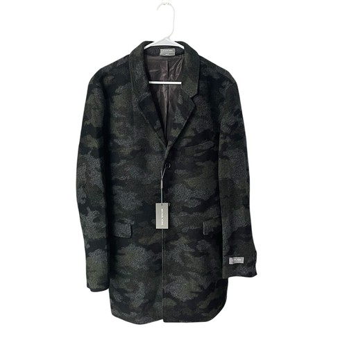 Cappotto sportivo Michael Kors uomo 42S mimetico misto lana slim fit nuovo con etichette prezzo al dettaglio consigliato $395 00