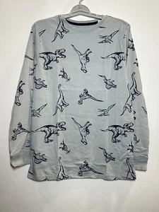 Boys' Printed Long Sleeve T-Shirt Dino - Cat & Jack Gray XXL (18) Husky - Picture 1 of 2