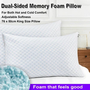 2x Customizable Memory Foam Pillows Ultimate Comfort Cooling Warm 76x50cm - Picture 1 of 8