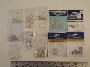 LOT-DARICE JEWELRY DESIGNER 4mm CRIMP COVERS-TINY BEADS-CLASPS-SILVER-SOME USED* - Picture 1 of 13