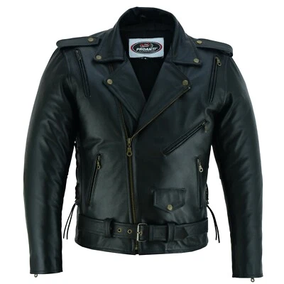 Leder Motorradjacke Biker Jacke Sport Motorrad Chopper Lederjacke von PROANTI