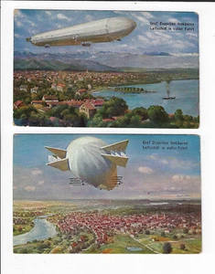 2 German Postcards Graf Zepplin lenkhares Luffschiff in voller Fahrt p2212 - Picture 1 of 2
