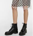 GIANVITO ROSSI Black Leather Martin Ankle Combat Boots 38.5