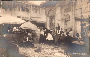 CONSTANTINOPLA PAVO BAZAR A SCUTARI MARKET PLACE ANTIGUA FOTO REAL POSTAL - Imagen 1 de 2