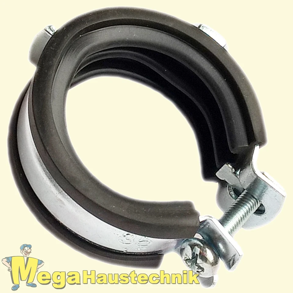 Rohrschellen 10 bis 116mm Leitungsschelle mit Gummi Befestigungsschellen Schelle - Bild 1 von 1