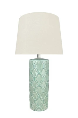 40201-11, 29-1/2" Lámpara de Mesa de Vidrio de Alta Transición, Verde Mar y Tapa Dura... Foto 1 de 4