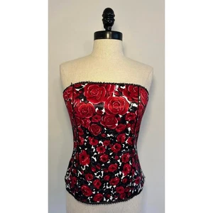 WHITE HOUSE BLACK MARKET Red Rose Corset Bustier Top Lined Strapless Womens 0 - Picture 1 of 6