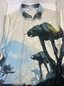 Star Wars Hawaiian Shirt Mens 5XL Colorful Battle Of Endor AT-AT RARE Hoo Brand - Picture 1 of 9