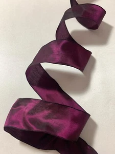Iridescent Boysenberry Vintage French Wired Taffeta Ribbon 1-5/8" wide - Picture 1 of 3