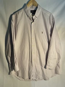 Ralph Lauren Polo Purple Striped Button Up 100% Cotton Dress Shirt  Size 17 - Picture 1 of 6