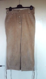 damen landhaus c&a trachten leder hose trachtenhose lederhose beige gr 40 - Bild 1 von 12