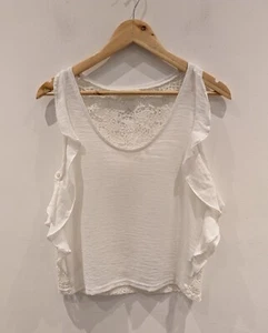 Zara W&B Collection Ladies Blouse Top Size Small White Lace Back Sleeveless VGC - Picture 1 of 7