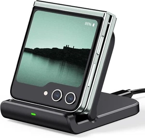 Wireless Charger for Samsung Galaxy Z Flip 6/5/4/3, Foldable Phone Charger Stand - Picture 1 of 8