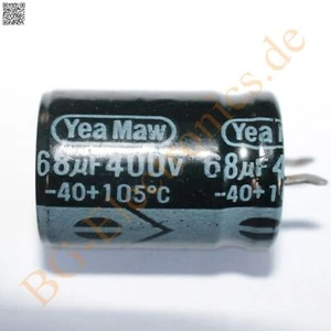 5 x 68µF 68uF 400V 105° SnapIn RM10 Elko Kondensato Yea Maw Elko(SnapIn) 5pcs - Picture 1 of 1