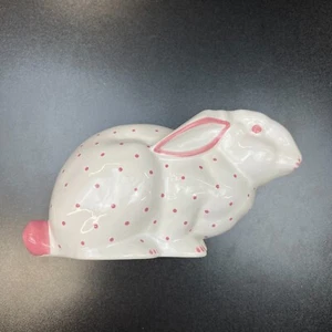 Tiffany & Co. Bunny Rabbit Bank White w/Pink Polka Dots -Hand Painted AUSTRIA - Picture 1 of 7