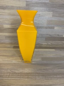 ORANGE GLASS SQUARE BUD VASE 3x8 One Small Chip Shown In Pictures - Picture 1 of 8