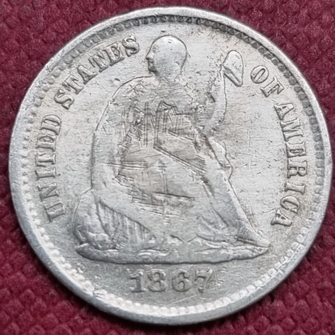 1867 S Seated Liberty Half Dime 5c Better Grade VF Details #60410 Cover