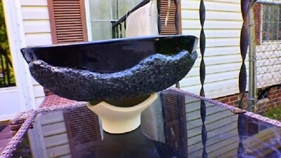 Nuevo lavabo de cerámica casero - negro con piedra gris Foto 1 de 3