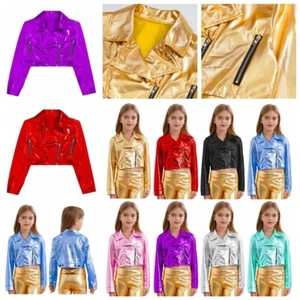 Kids Girl's Jacket Show Coat Jazz Top Zip-Up Sweatshirt Zipper Blouse Bomber - Picture 1 of 84