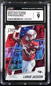 2018 Panini Prestige 279 Lamar Jackson XTRA Points Blue Parallel RC Rookie CGC 9 - Picture 1 of 2