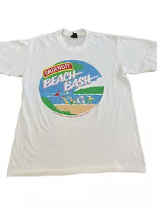 Vintage Smirnoff Beach Bash 1998 T-Shirt mittelgroßer einzelner Stich gewaschenes Etikett weiß - Bild 1 von 7
