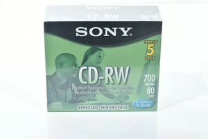 Sony CD-RW 700 MB/Mo 80 min Disks-5 Pack-Rewritable - Picture 1 of 3
