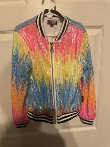 Nickelodeon JoJo's Closet Rainbow Flip Sequin Bomber Jacket Child Size M 7/8 - Picture 1 of 24