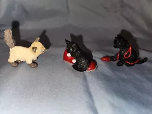 Lote de 3 estatuillas de gatito de goma escala 1/12"" gatos altos 1994 MEG inc juguete - Imagen 1 de 5