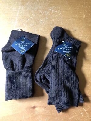 Calcetines Faded Glory 2 Pr - Marrón, Mujer 8-12, Nuevos con Etiquetas Foto 1 de 3