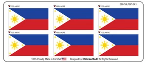 PHILIPPINES Flags (6 Pack) Hard Hat Printed Sticker (size: 2" x 1") - Picture 1 of 3