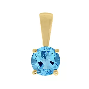 Ciondolo Solitario Placcato Giallo Rosso Topazio Svizzero Blu 925 Argento Sterling 925 - Foto 1 di 4