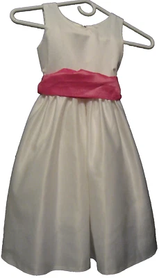 Vestido Formal Blanco Talla 4 Flor Niña Fiesta Nupcial Boda Faja Sin Mangas Foto 1 de 4