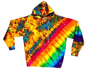 Tie Dye Zip Hoodie Psychedelic Rainbow Pinwheel DNA / Blotter zipper Sweatshirt - Picture 1 of 3