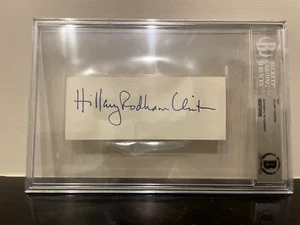 Hillary Clinton Full Signature Auto Cut Beckett Slabbed - Picture 1 of 3