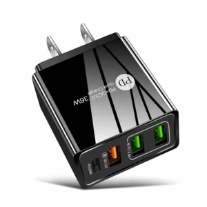 36W Wall Fast Charger Adapter QC3.0 USB Type-C PD 20W Plug Quick Charge 4 Ports - Picture 1 of 9