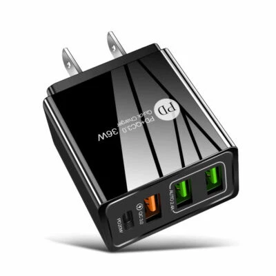36W Wall Fast Charger Adapter QC3.0 USB Type-C PD 20W Plug Quick Charge 4 Ports - Image 1 of 4