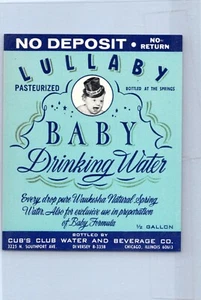 Label Lullaby Baby Drinking Water - Cub's Club Water, Beverage, Chicago Illinois - Picture 1 of 2