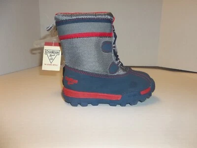 OshKosh B’gosh Niño Pequeño Sin Cordones Nieve Invierno Botas, Azul/Plateado/Rojo Talla 8 Foto 1 de 4