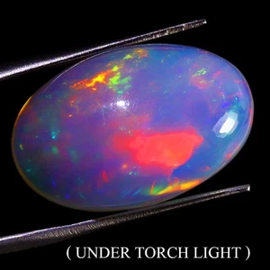 Cabina Ovalada Floral Flash Juego de Colores Cristal Ópalo de Fuego 17.11ct 21.5x14mm Grande Raro - Imagen 1 de 14