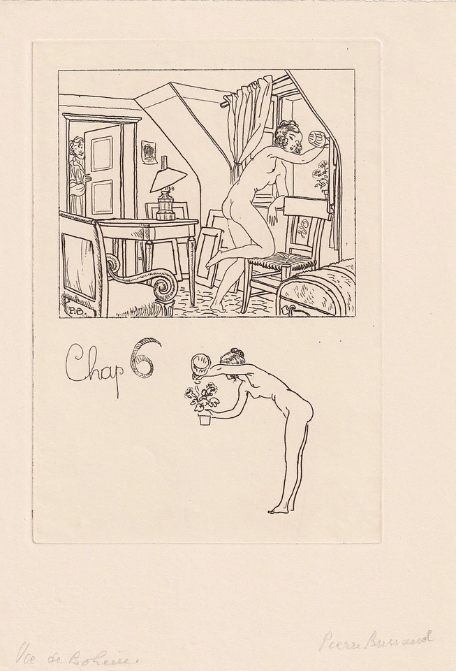 Pierre Brissaud - Chap 6 Érotique Femme Nue Gravure - Photo 1/1