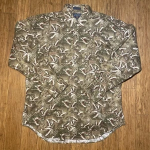 Camisa De Colección Chaps Ralph Lauren Botón Para Hombres Lg Marrón Pato Mallardo Deportista Caza - Imagen 1 de 7