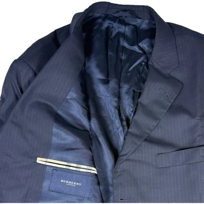 Шерстяной блейзер Burberry London в тонкую полоску деловая официальная куртка 42 л *ЧИТАЙТЕ - Изображение 1 из 4