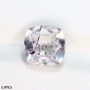 1.97 Ct Square Cushion 7.9 MM Pink With red black dot STRAWBERRY QUARTZ - Picture 1 of 5