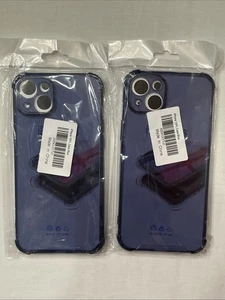 2 PACK iPhone 15 Plus Clear Blue Protective Phone Case Rd Description - Picture 1 of 4