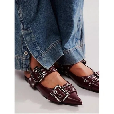 Free People X Jeffrey Campbell Lilly Buckle Slingback Feminino 9 Edgy Moto Novo - Imagem 1 de 4