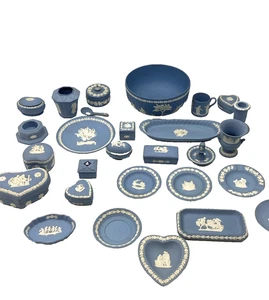 Wedgewood Jasperware Azul Baratija Plato Vintage Coleccionables Trabajo Lote 29 Piezas - Imagen 1 de 8