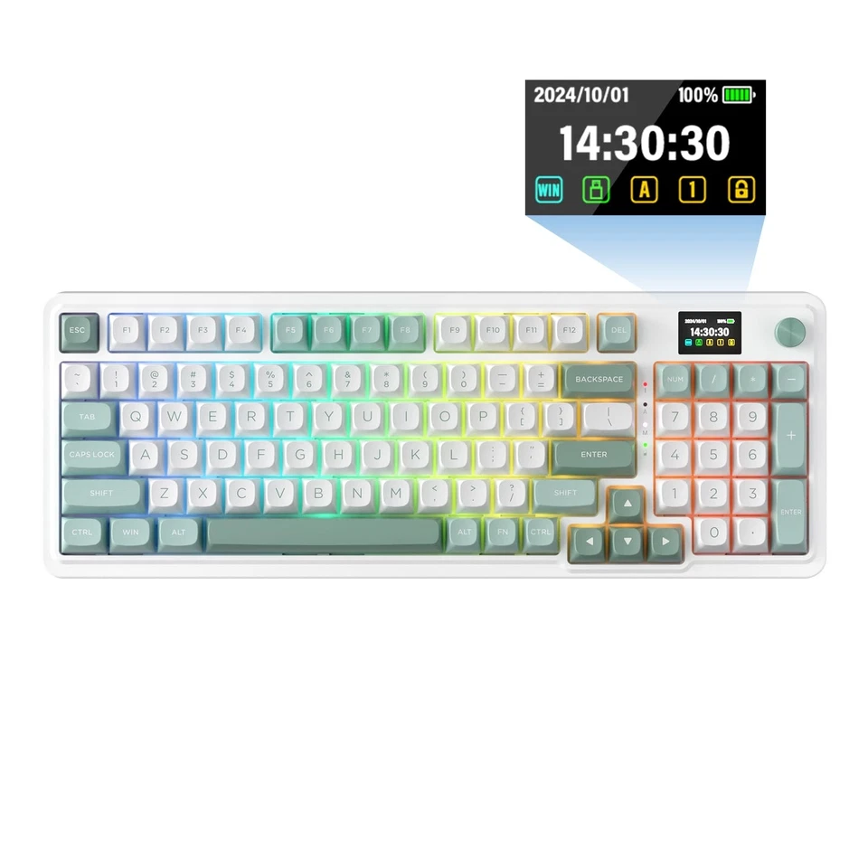 K719 Wireless Gasket Gaming Keyboard w/Hype Screen & Knob, 95 Keys Mechanical... - Image 1 of 4