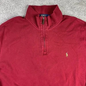 Polo Ralph Lauren maglione uomo XXL rosso estate costina 1/4 zip finto collo maglia  - Foto 1 di 9