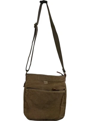 Troop London Messenger Bag Khaki Crossbody Canvas Casual 13x12 Inches - Image 1 of 4