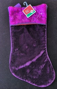 Sequin Velvet Christmas Stocking Purple 18" NWT - Picture 1 of 3